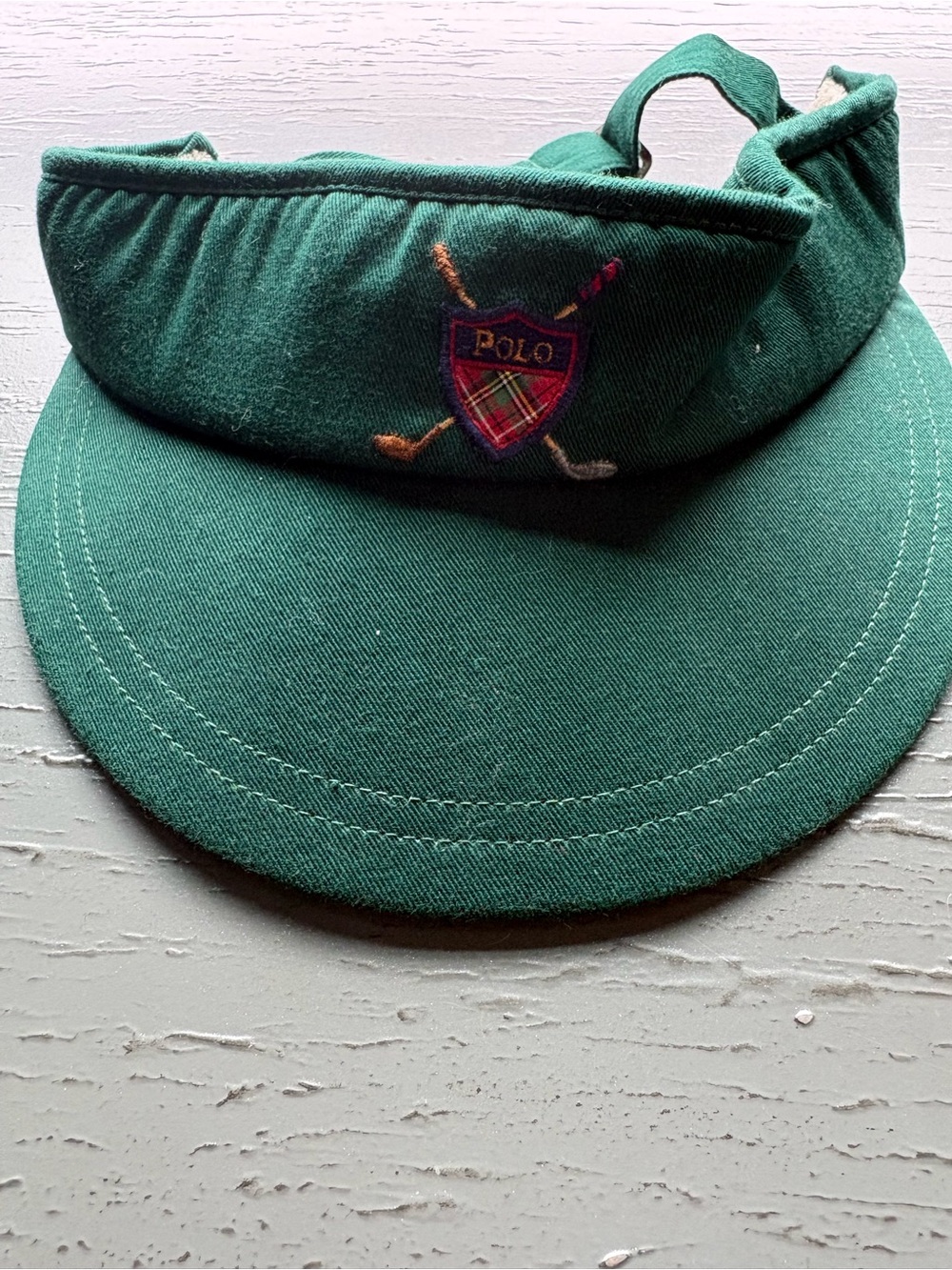 Vintage 90s Polo by Ralph Lauren Golf Shield Crest Visor Green Preppy Old Money